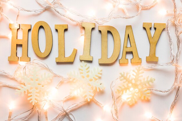 Free Photo holiday lettering from wooden letters 