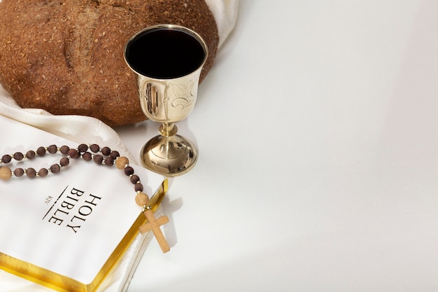 Holy communion concept with bible