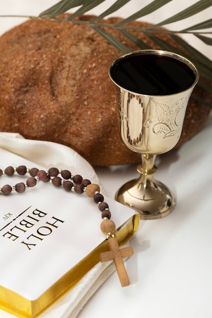 Holy communion concept with bible