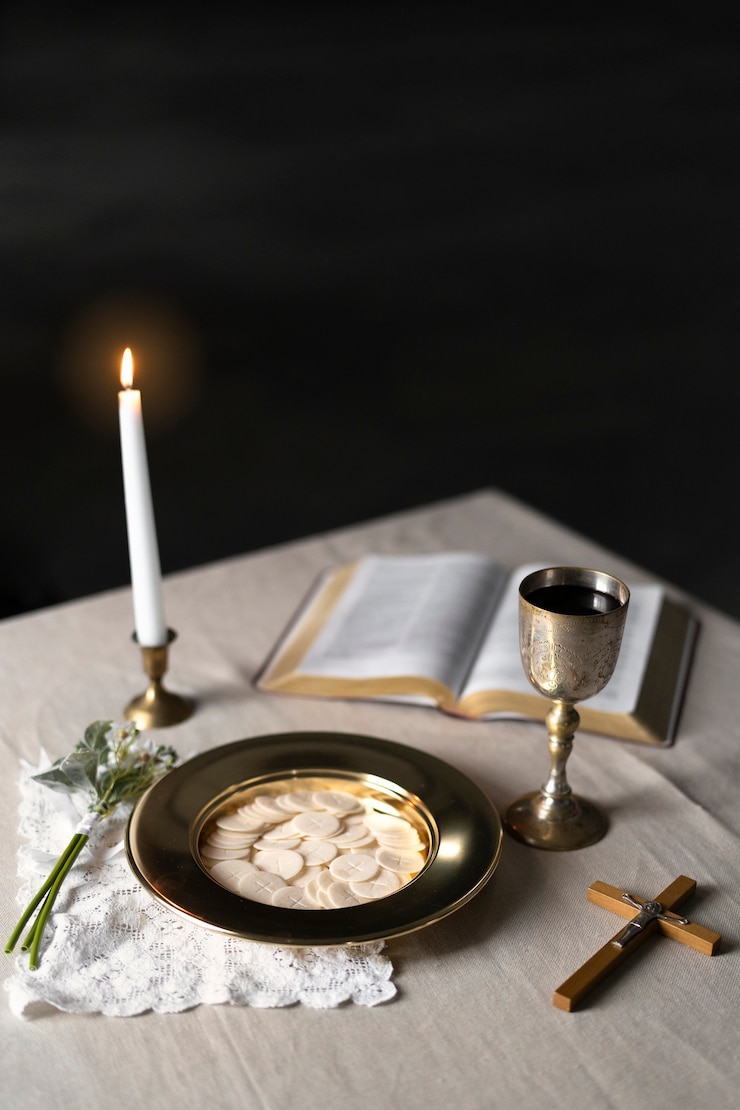 Free Photo holy communion concept with items high angle