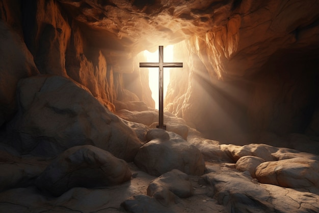 Holy cross in cave