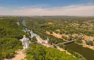 Free photo holy dormition holy lavra bird'seye view photographed on a drone ukraine