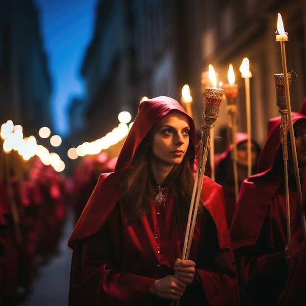 Foto gratuita celebrazione della settimana santa dai colori vivaci