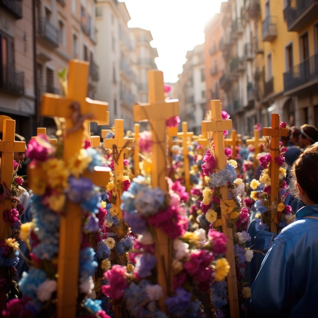 Foto gratuita celebrazione della settimana santa dai colori vivaci