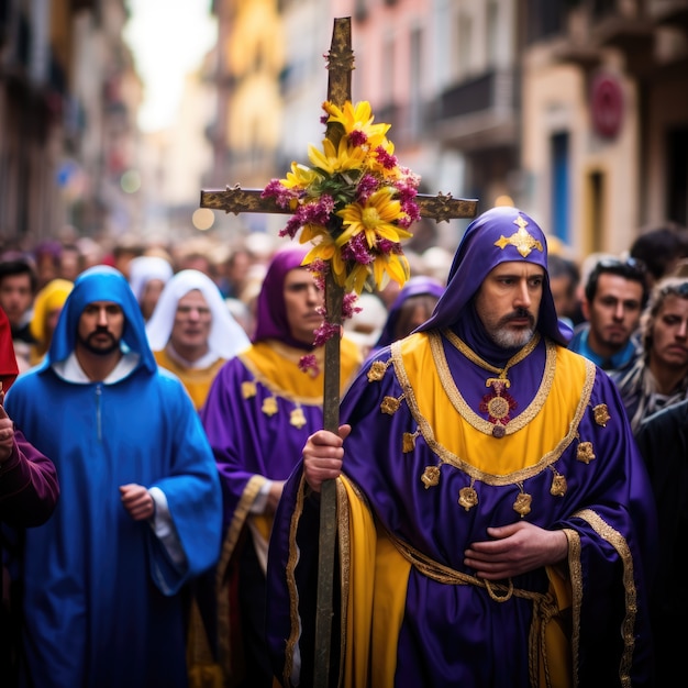 Foto gratuita celebrazione della settimana santa dai colori vivaci