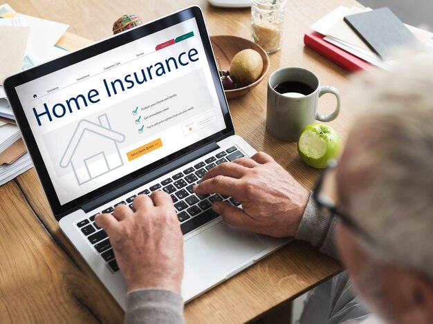 Home insurance concept on laptop