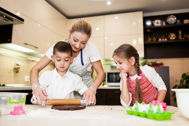 home kitchen family cooking baking