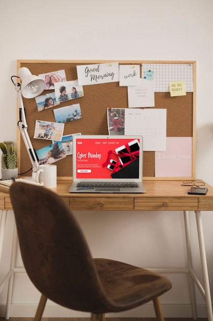 Home office desk design mock up