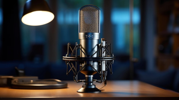 Free photo a home studio's centerpiece the podcast microphone