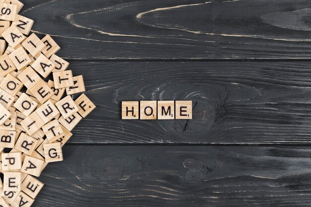 Home word on wooden background