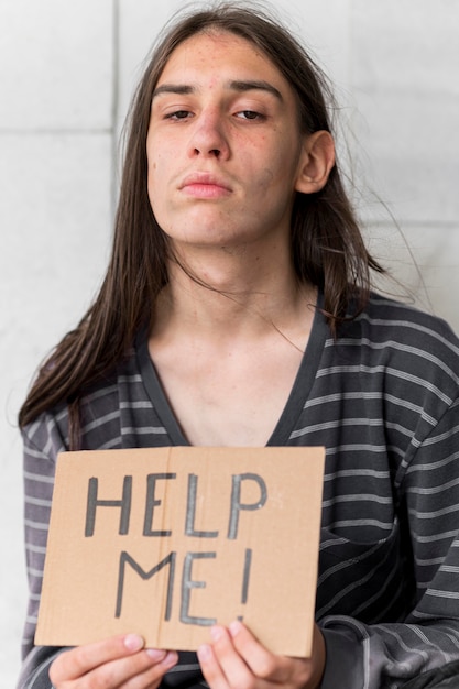 Homeless man begging for help