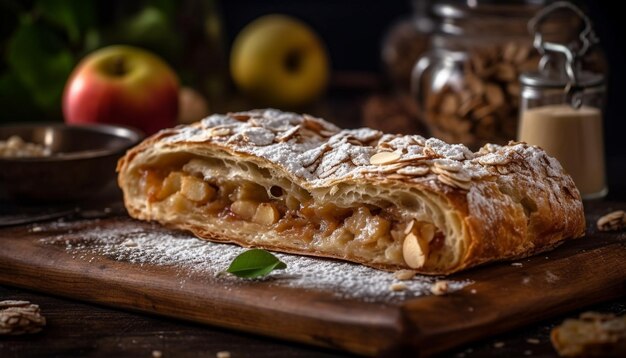 Foto gratuita strudel di mele fatto in casa un'indulgenza autunnale gourmet generata dall'ia