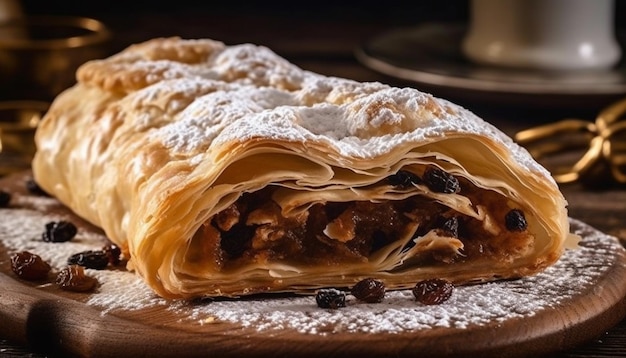 Free photo homemade apple strudel a sweet pastry delight generated by ai