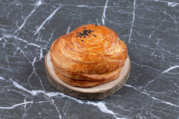 Homemade Azerbaijan national pastry gogal , on the marble surface