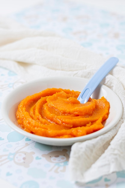 Homemade baby food in bowl