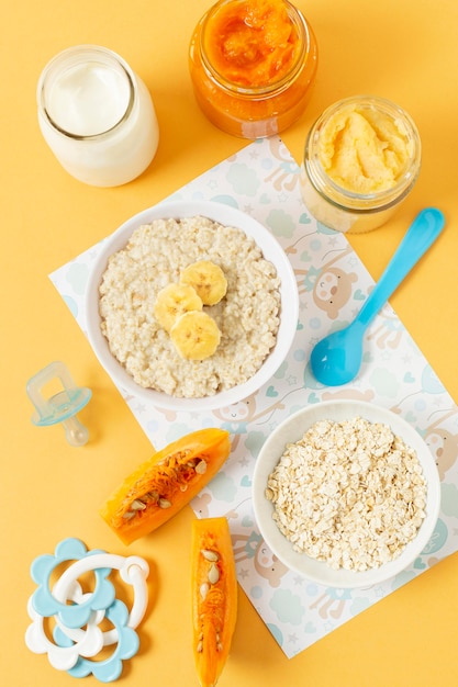 Homemade baby food top view