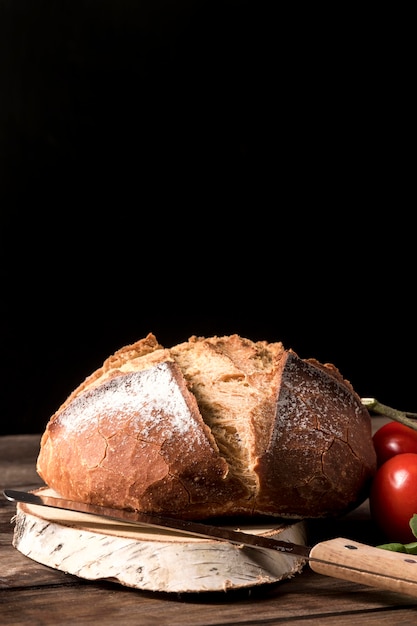 Homemade bread on cutting board