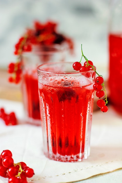 Homemade cold red currant berry drink