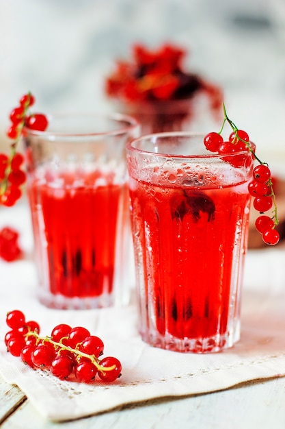 Homemade cold red currant berry drink