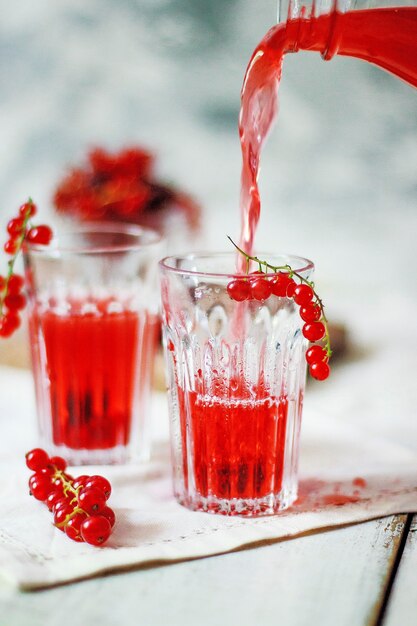 Homemade cold red currant berry drink