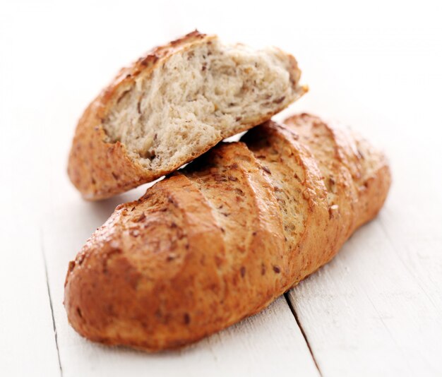 Homemade crunchy bread with grains 