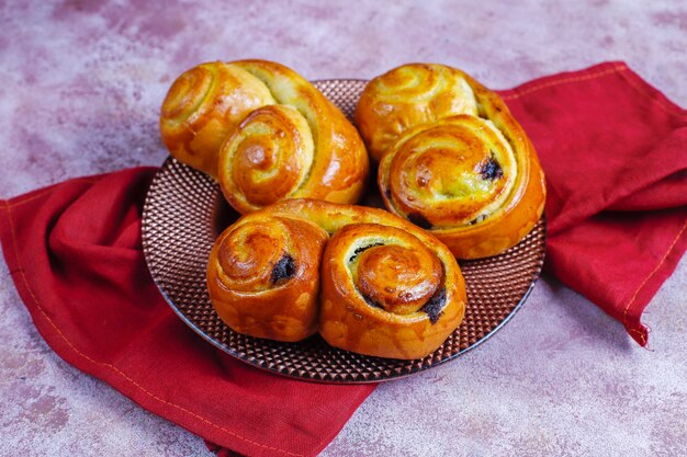 Homemade delicious chocolate buns.