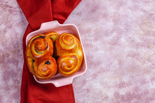 Homemade delicious chocolate buns.