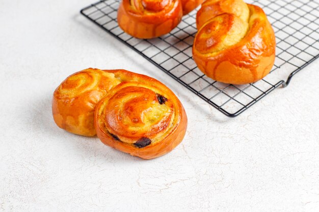 Homemade delicious chocolate buns.