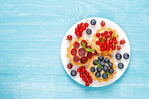 Homemade delicious rustic summer berry tartles