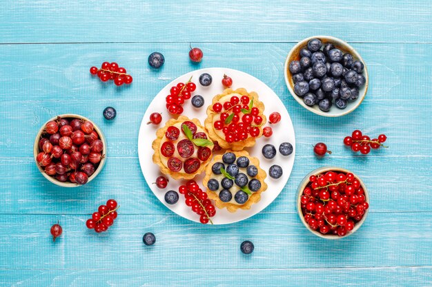 Homemade delicious rustic summer berry tartles.