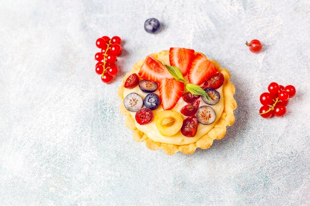 Homemade delicious rustic summer berry tartles.