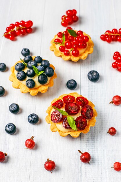 Homemade delicious rustic summer berry tartles.