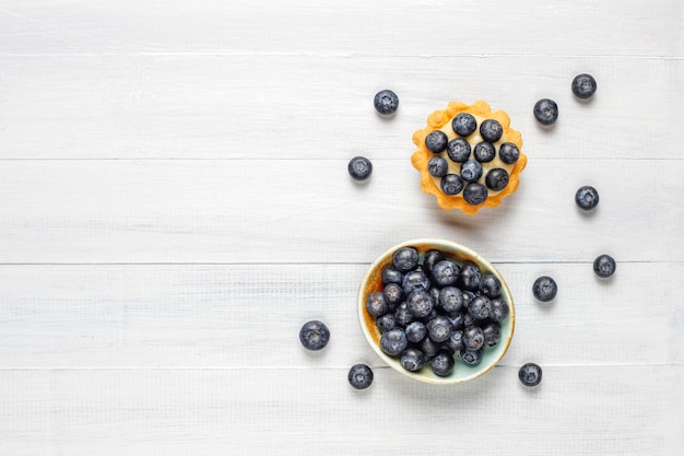 Homemade delicious rustic summer blueberry tartles