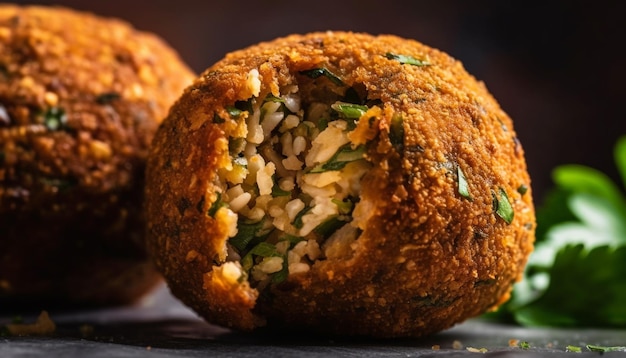 Foto gratuita falafel fatti in casa con coriandolo fresco e sesamo generati dall'intelligenza artificiale