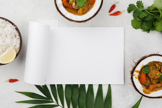 Homemade fresh stew in coconut plates