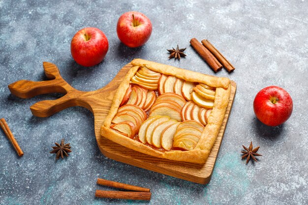 Homemade galette with apples and cinnamon
