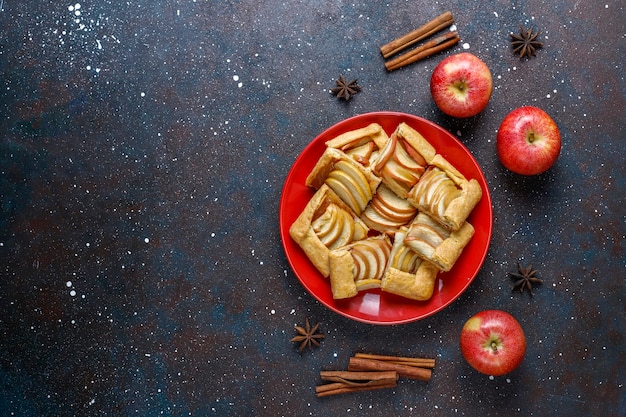 Homemade galette with apples and cinnamon