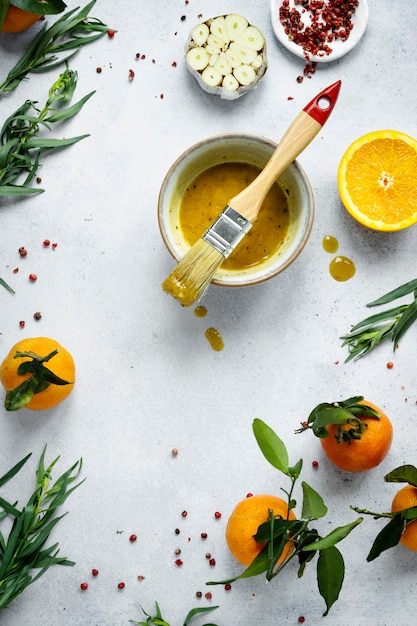 Homemade honey mustard sauce in a bowl food