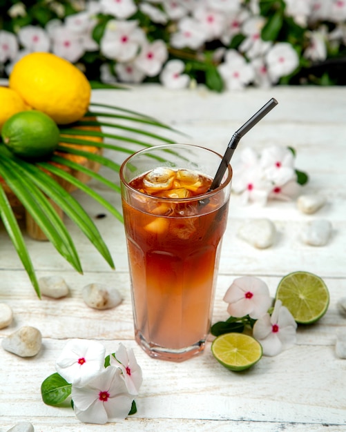 Homemade ice tea with citrus