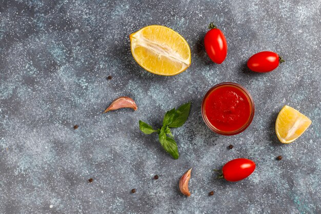 Homemade ketchup,mustard and mayonnaise sauce.