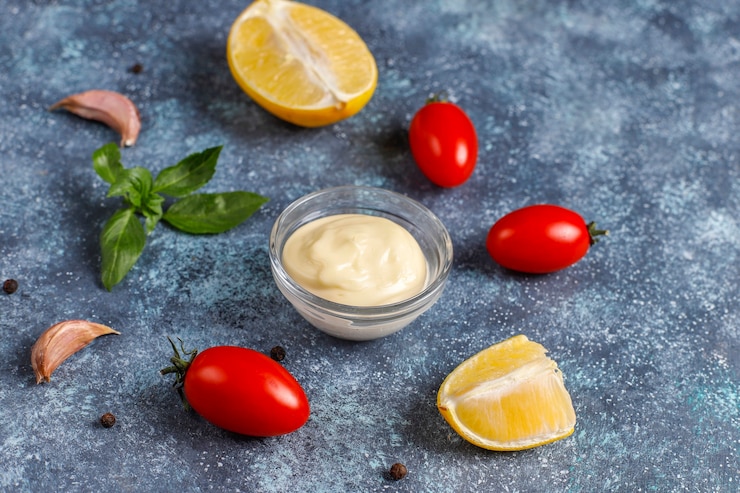 Free Photo homemade ketchup,mustard and mayonnaise sauce.