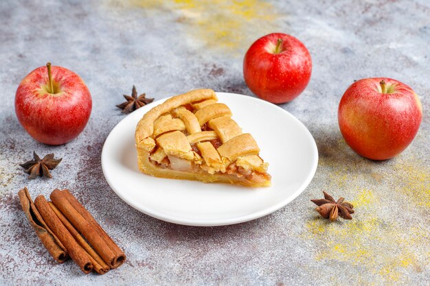 Homemade mini apple pie with cinnamon.