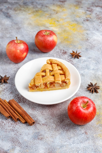 Homemade mini apple pie with cinnamon.