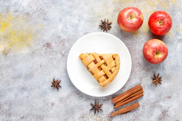 homemade mini apple pie with cinnamon.