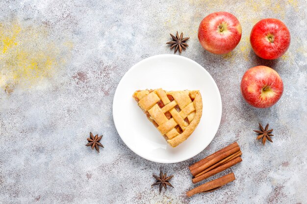 Homemade mini apple pie with cinnamon.