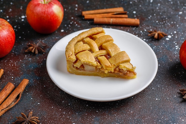 Homemade mini apple pie with cinnamon.