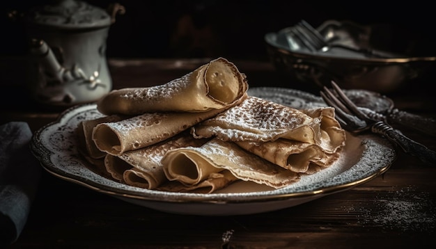 Free photo homemade pancake stack with fresh fruit toppings generated by ai