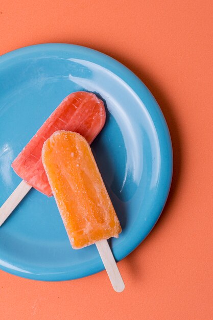 Homemade popsicle ice cream different flavours