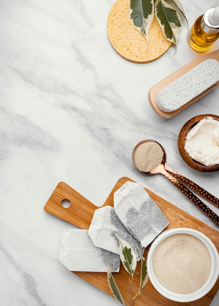 Homemade remedy with marble table