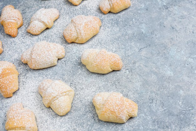 Homemade rugelach with jam filling, top view